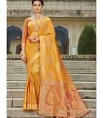 Light Orange Woven Party Wear Art Silk Sarees