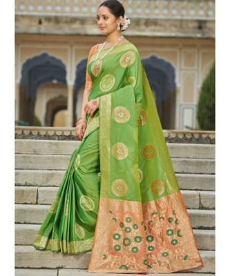 Yellow Woven Party Wear Art Silk Sarees 2