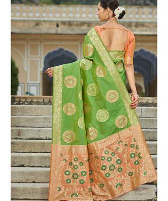 Yellow Woven Party Wear Art Silk Sarees 3
