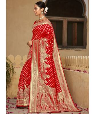 Red Woven Party Wear Art Silk Sarees 2