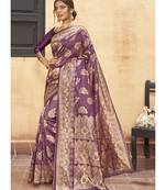 Wine Woven Party Wear Art Silk Sarees