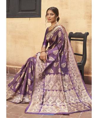 Wine Woven Party Wear Art Silk Sarees 2