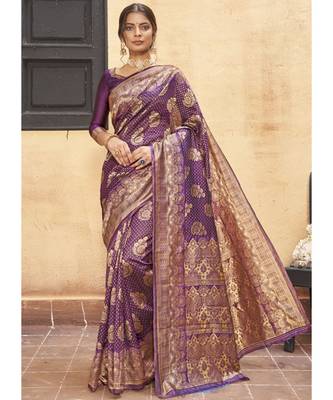 Wine Woven Party Wear Art Silk Sarees 3