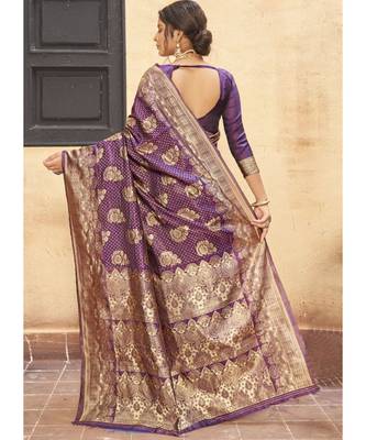 Wine Woven Party Wear Art Silk Sarees 4