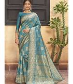 Turquoise Woven Party Wear Art Silk Sarees