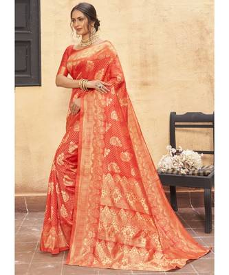 Red Woven Party Wear Art Silk Sarees 2