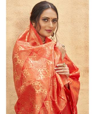 Red Woven Party Wear Art Silk Sarees 3