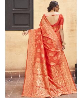 Red Woven Party Wear Art Silk Sarees 4