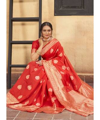 Red Woven Party Wear Art Silk Sarees 3