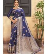 Navy Blue Woven Party Wear Art Silk Sarees