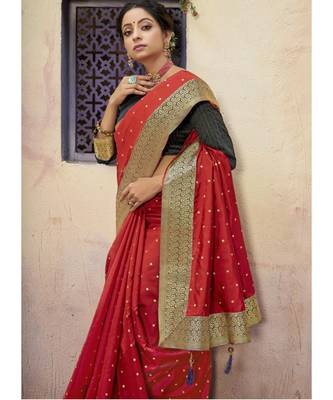 Turquoise Woven Party Wear Art Silk Sarees 3