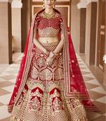 Mesmerizing Red Heavy Hand Work & Embroidered Velvet wedding Lehenga choli