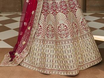 Mesmerizing Red Heavy Hand Work & Embroidered Velvet wedding Lehenga choli 5