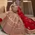 Stunning Red Heavy Hand Work & Embroidered Velvet Bridal Lehenga
