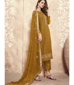 Mustard Georgette resham embroidery full sleeve TOP & BOTTOM WITH DUPATTA