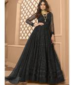 Black Net resham embroidery full sleeve TOP & BOTTOM WITH DUPATTA