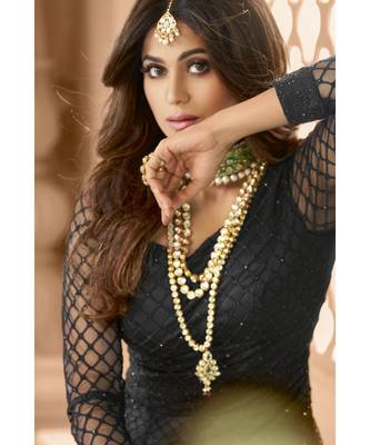 Black Net resham embroidery full sleeve TOP & BOTTOM WITH DUPATTA 2
