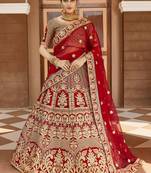 Mesmerizing Red Heavy Hand Work & Embroidered Velvet wedding Lehenga choli