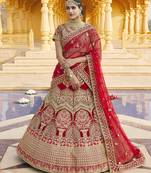 Mesmerizing Red Heavy Hand Work & Embroidered Velvet wedding Lehenga choli