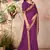 Purple embroidered silk blend saree with blouse
