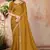 Mustard embroidered silk blend saree with blouse