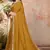 Mustard embroidered silk blend saree with blouse
