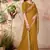 Mustard embroidered silk blend saree with blouse
