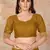 Mustard embroidered silk blend saree with blouse