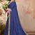 Dark blue embroidered silk blend saree with blouse