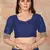 Dark blue embroidered silk blend saree with blouse