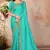 Turquoise embroidered silk blend saree with blouse