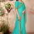 Turquoise embroidered silk blend saree with blouse