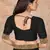 Black embroidered silk blend saree with blouse