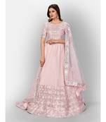 Baby Pink Coloured Semi-Stitched Lehenga & Unstitched Blouse with Dupatta