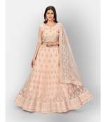 Peach Coloured Semi-Stitched Lehenga & Unstitched Blouse with Dupatta