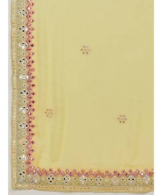 Yellow & Turquoise Blue Embellished Semi-Stitched Lehenga & Unstitched Blouse with Dupatta 7
