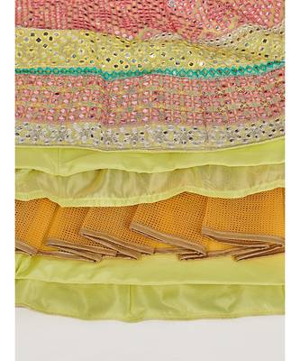 Yellow & Turquoise Blue Embellished Semi-Stitched Lehenga & Unstitched Blouse with Dupatta 8