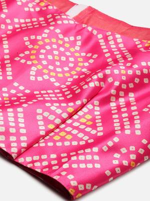 Pink floral print silk semi stitched lehenga 3