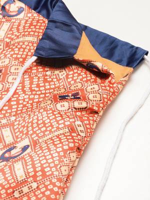 Orange floral print silk semi stitched lehenga 4