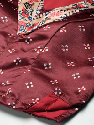 Maroon floral print silk semi stitched lehenga 3
