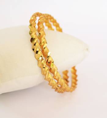 Gold Plated Intricate Twisted Bangle 1