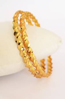 Gold Plated Intricate Twisted Bangle