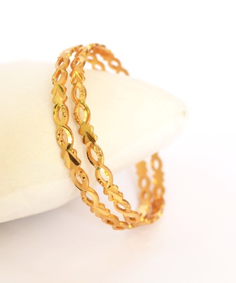 Machine cut gold bangles design Clearance