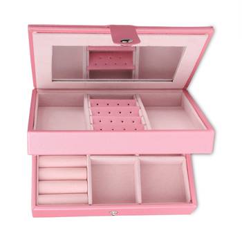 NFI essentials Double layer Jewellery Trousseau Box Makeup Bag Vanity Kit Travel Organiser Big Box for Girls, Women 5