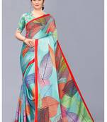 Turquoise Georgette Digital Printed Saree