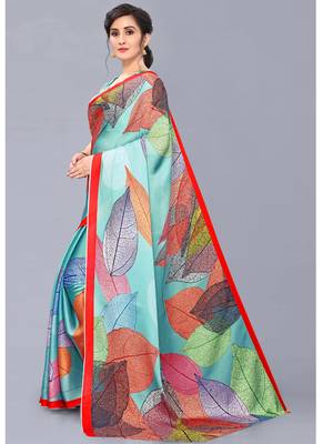 Turquoise Georgette Digital Printed Saree 2