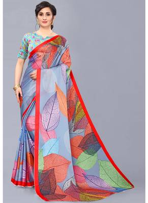 Light Blue Georgette Digital Printed Saree 1