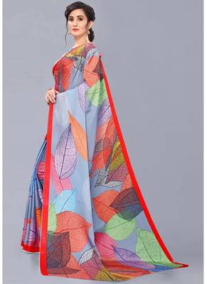 Light Blue Georgette Digital Printed Saree 2