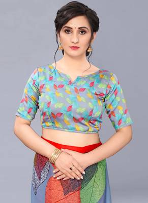 Light Blue Georgette Digital Printed Saree 4