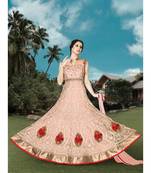 yellow net semi stitched embroidered party wear gowns